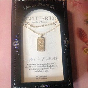 Sagittarius 14K Gold Dipped 16" + 2" Astrology Necklace New in Box